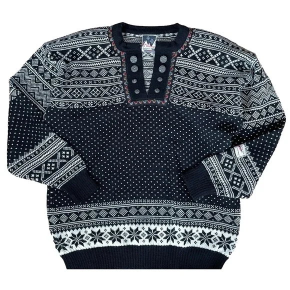 Dale of Norway Pure New Wool Nordic Sweater, Button Placket, Size Small - Picture 3 of 9